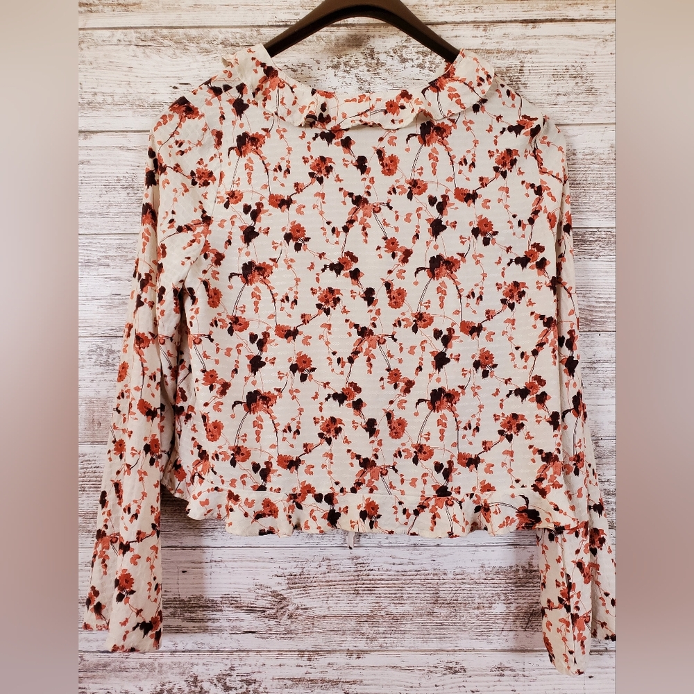 Melrose and Market Tie Front Ruffle Long Sleeve Top - Picture 3 of 9